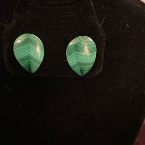Malachite Leaf Stud Earrings